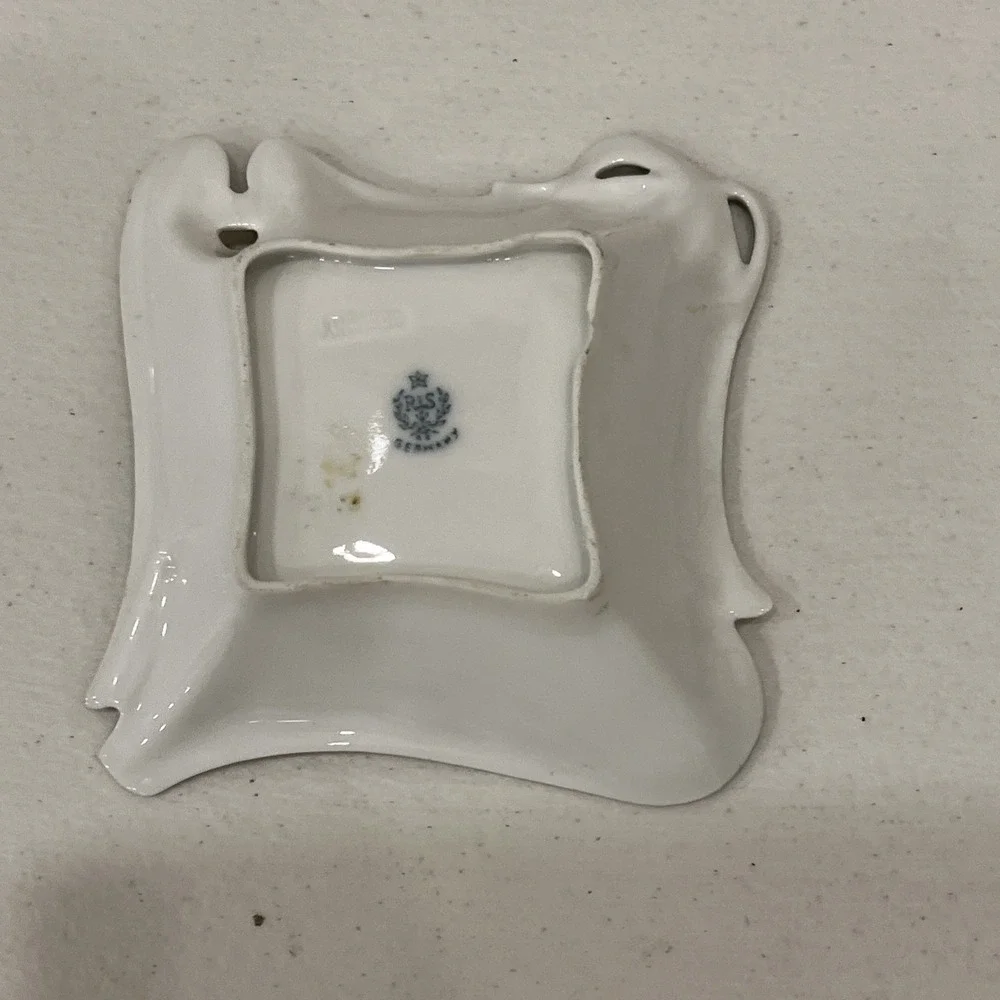 Antique RS GERMANY Odd Corners Shallow Bowl or Nut Dish, Handpainted CARNATIONS